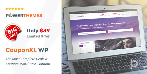 01 couponxl wp preview.  large preview - CouponXL - Coupons, Deals & Discounts WP Theme