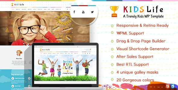 kids life wp prev.  large preview - Kids Life | Children WordPress Theme