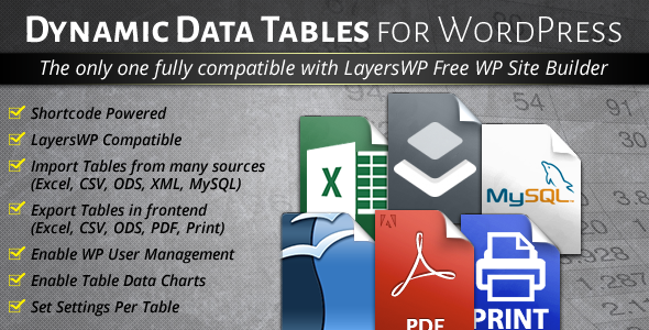 dynamic - WordPress Dynamic Tables, Input from XLS/MySQL/CSV