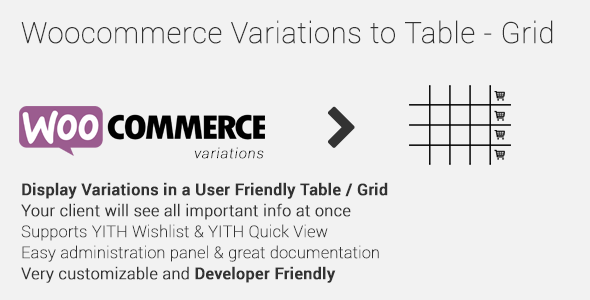 woocommerce - Woocommerce Variations to Table - Grid